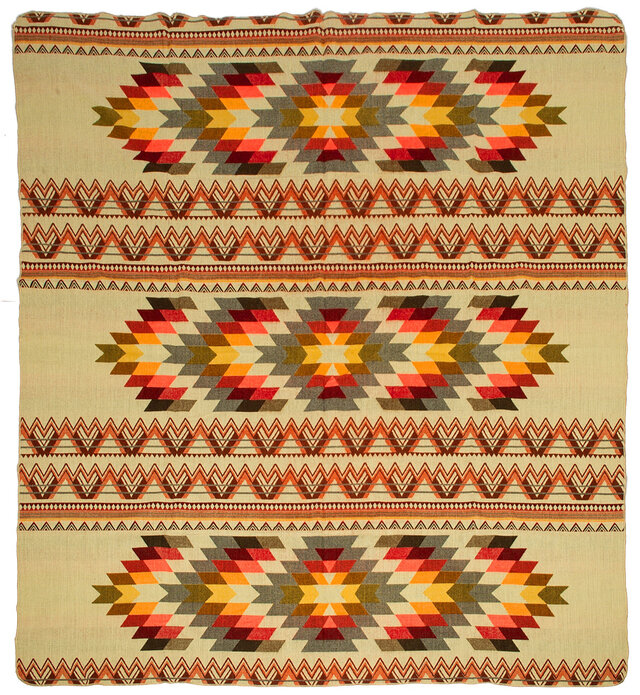 EcuaFina Alpaca native blanket - Double-sided wovens - Native Design - FairTrade & Authentic - Antisana - Orange