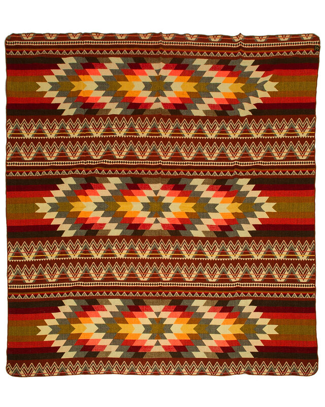 EcuaFina Alpaca Native Decke - Doppelseitige gewebt – Einheimisches Design – FairTrade & authentisch - Antisana - Orange