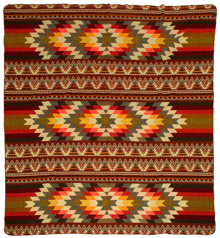 EcuaFina Alpaca Native Deken - Dubbelzijdige prints - Dutch/Native Design - FairTrade & Authentiek - Antisana - Oranje