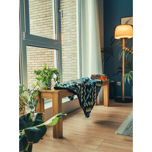 EcuaFina Alpaca Native Decke -Chimborazo Blau Schwarz