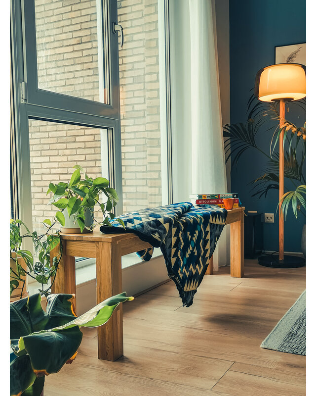 EcuaFina Couverture equatorienne en Alpaga - Réversible - Design natif/néerlandais- FairTrade & Authenticité - Chimborazo Noir