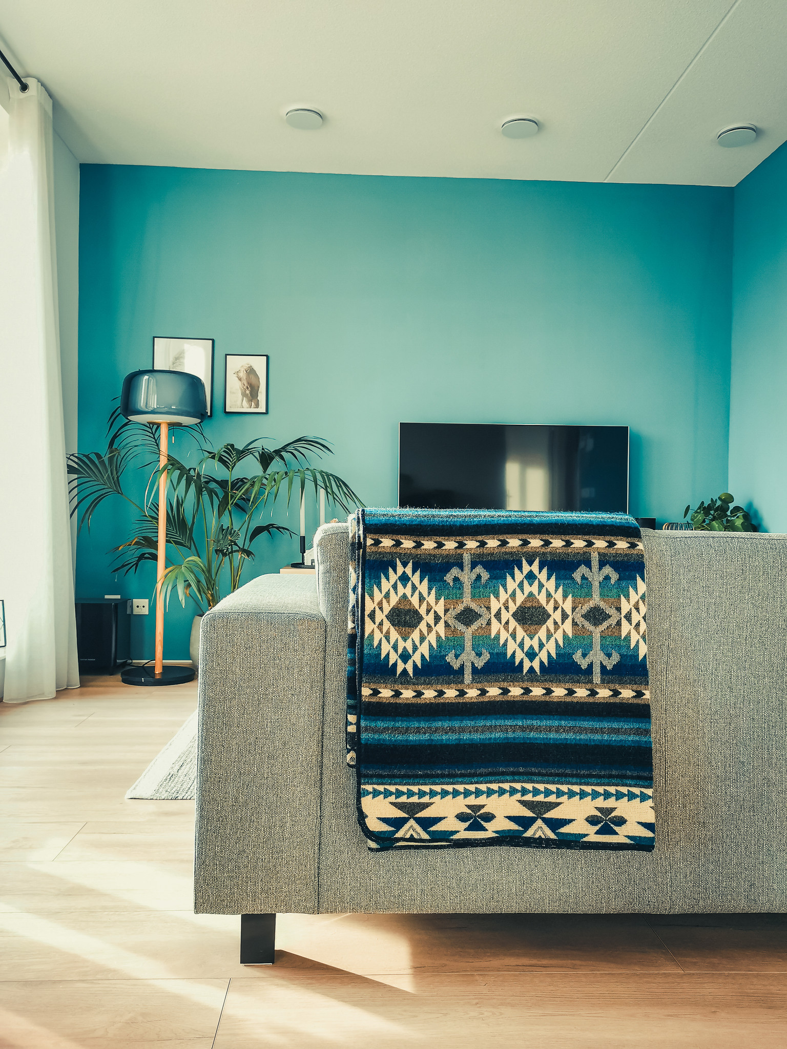 EcuaFina Couverture équatorienne en laine d'alpaga - Chaude et douce – Fabriquée à la main en Équateur - Cotopaxi - Bleu