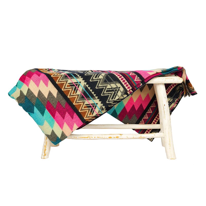 EcuaFina Alpaca Native Decke - Doppelseitige Gewebt– Einheimisches Design – FairTrade & authentisch - Antisana - Rosa