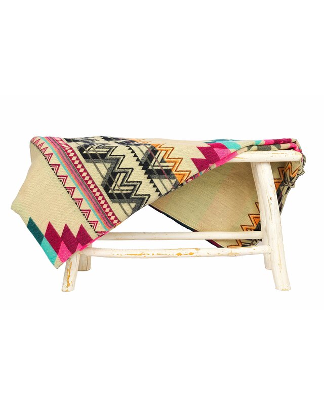 EcuaFina Alpaca Native Decke - Doppelseitige Gewebt– Einheimisches Design – FairTrade & authentisch - Antisana - Rosa