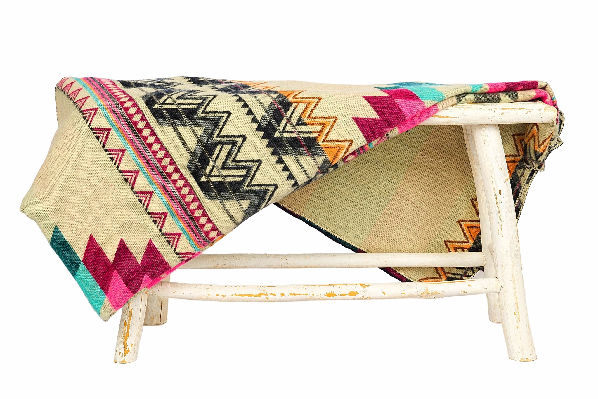 EcuaFina Alpaca Native Deken - Dubbelzijdige geweven- Native Design - FairTrade & Authentiek - Antisana - Roze