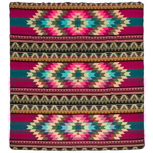 EcuaFina Alpaca Native Decke - Doppelseitige Gewebt– Einheimisches Design – FairTrade & authentisch - Antisana - Rosa