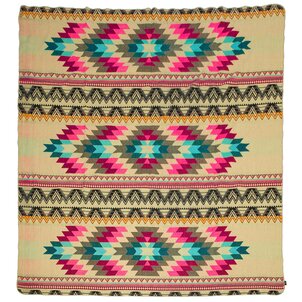 EcuaFina Alpaca native blanket - Double-sided woven - Dutch/Native Design - FairTrade & Authentic - Antisana - Pink