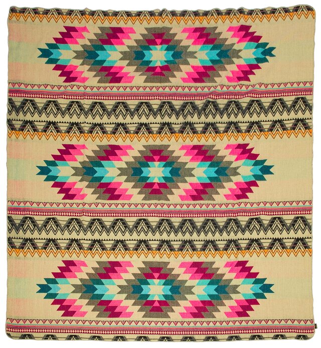 EcuaFina Alpaca native blanket - Double-sided woven - Dutch/Native Design - FairTrade & Authentic - Antisana - Pink