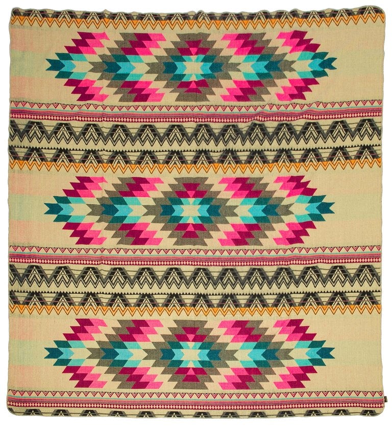 EcuaFina Alpaca Native Decke - Doppelseitige Gewebt– Einheimisches Design – FairTrade & authentisch - Antisana - Rosa