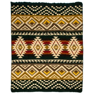 EcuaFina Alpaca native deken - Western design - XL Native Plaid - Azteek - Cayambe - Donkergroen
