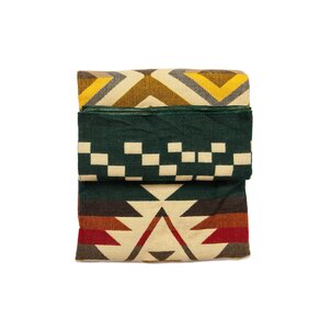 EcuaFina Alpaka Wolldecke - Westliches Design - XL Native Plaid - Aztec  - Cayambe - Dunkelgrün