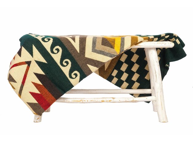 EcuaFina Alpaca Native Blanket - Western design - XL Native Plaid - Aztec - Cayambe - Dark green