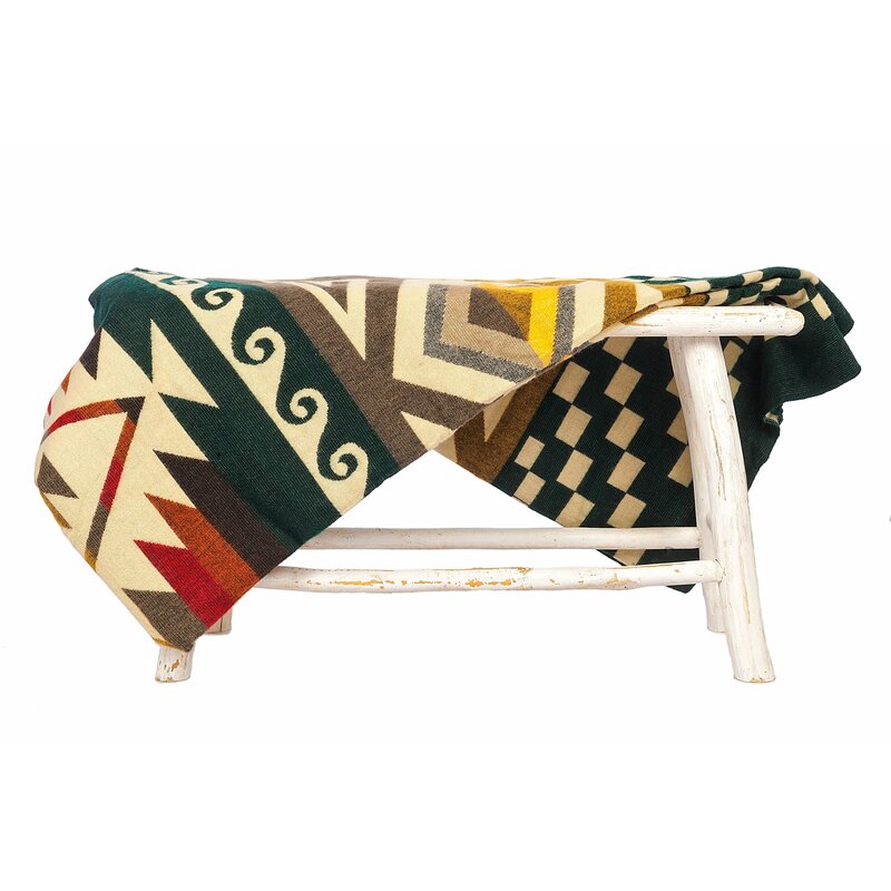 EcuaFina Alpaca native deken - Western design - XL Native Plaid - Azteek - Cayambe - Donkergroen