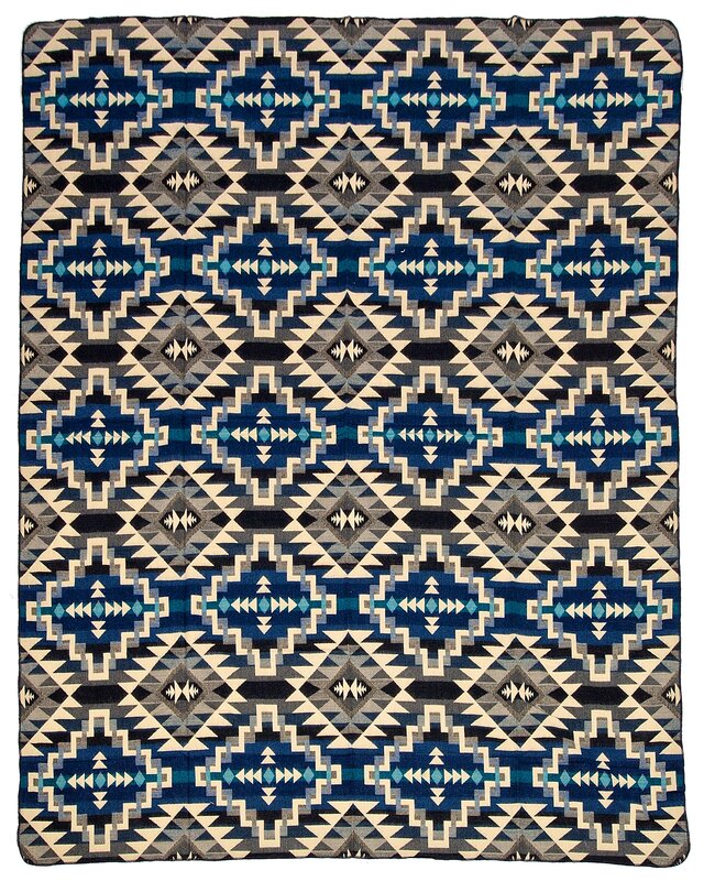 EcuaFina Couverture equatorienne en Alpaga - Réversible - Design natif/néerlandais- FairTrade & Authenticité - Chimborazo Noir