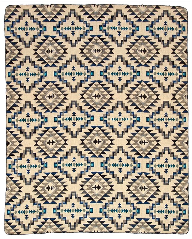 EcuaFina Alpaca Native Blanket - Double-sided prints - Dutch/Native Design - FairTrade & Authentic - Chimborazo - Black