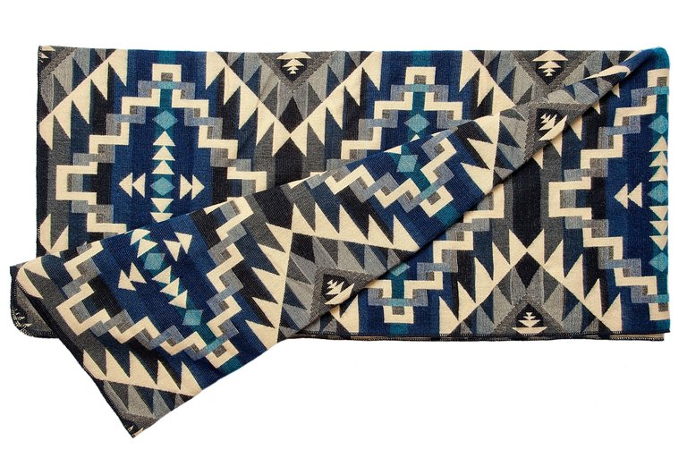 EcuaFina Alpaca Native Blanket - Double-sided prints - Dutch/Native Design - FairTrade & Authentic - Chimborazo - Black