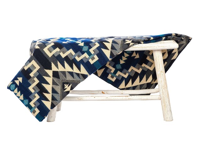 EcuaFina Alpaca Plaid Chimborazo Blauw Zwart