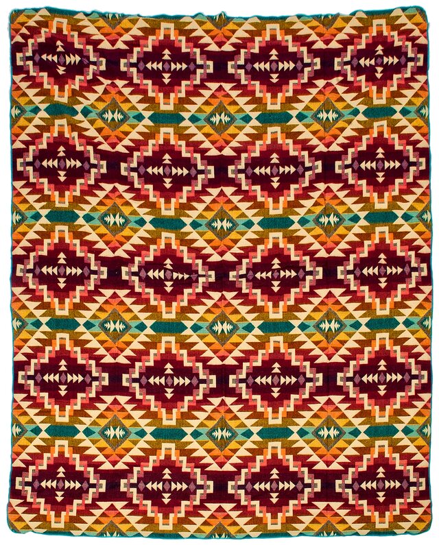 EcuaFina Alpaca Native Deken - Dubbelzijdige prints  - FairTrade & Authentiek - Chimborazo - Roze