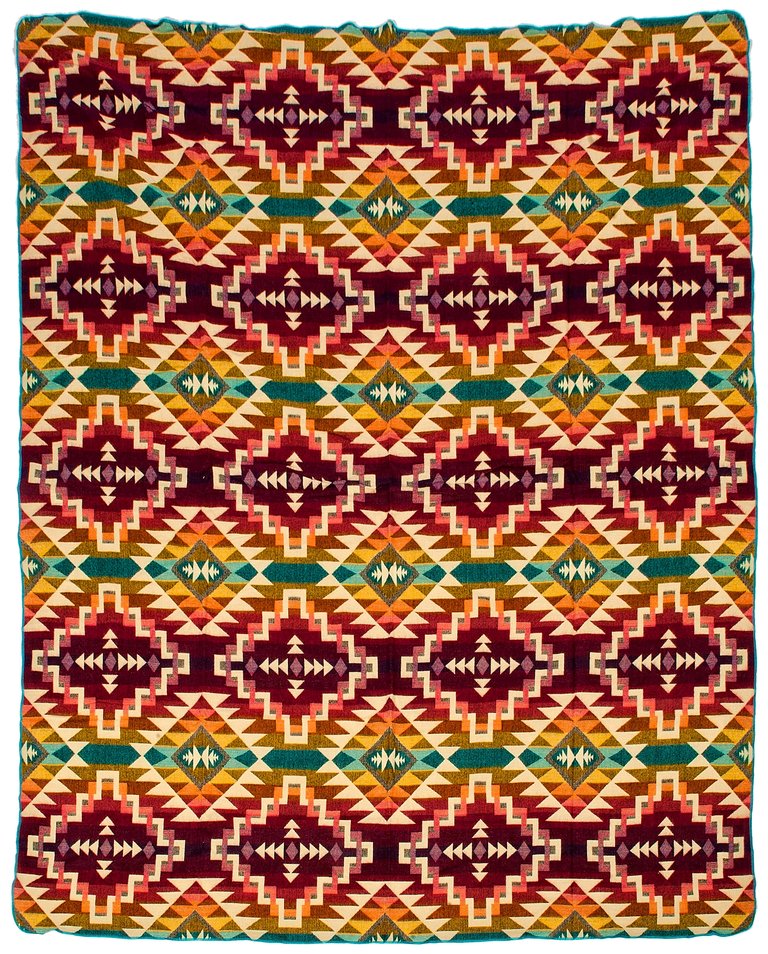 EcuaFina Alpaca Native Decke - Doppelseitige Drucke – niederländisches/einheimisches Design – FairTrade & authentisch - Chimborazo - Rosa