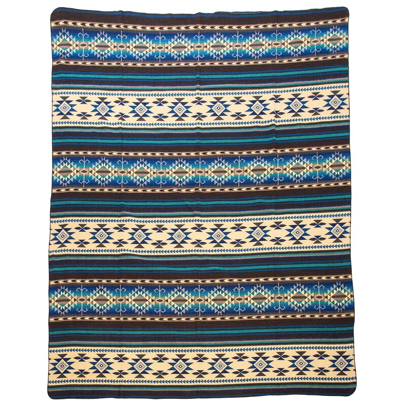EcuaFina FairTrade Throw - Alpaca Wool Native Blanket - Warm & Soft - Handmade in Ecuador - Cotopaxi - Blue