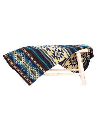 EcuaFina FairTrade Plaid – Decke aus einheimischer Alpakawolle – Cotopaxi – Blau