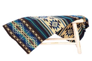 EcuaFina FairTrade Throw - Alpaca Wool Native Blanket - Cotopaxi - Blue