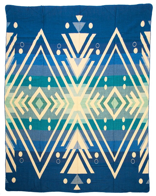 EcuaFina Imbabura Bleu Plaid en laine d'alpaga - Chaud et doux - Commerce équitable - Fait main en Équateur -