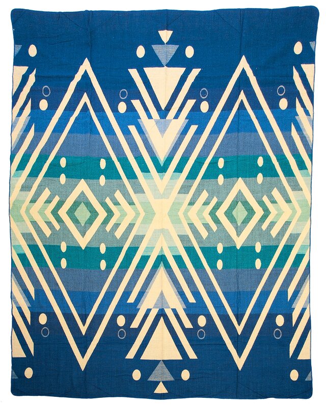 EcuaFina Imbabura Blue Throw Blanket - Alpaca Wool - Warm & Soft - FairTrade - Handmade in Ecuador -