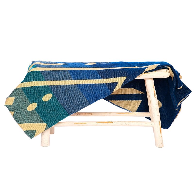 EcuaFina Imbabura Blue Throw Blanket - Alpaca Wool