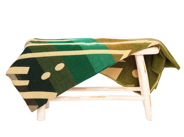 EcuaFina Plaid en laine d'alpaga - Chaud et doux - Commerce équitable - Fait main en Équateur - Imbabura - Vert