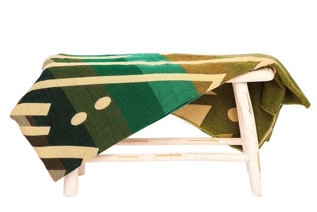 EcuaFina Alpaca Wool Blanket - Warm & Soft - FairTrade - Handmade in Ecuador - Imbabura - Green