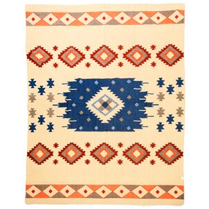 EcuaFina Alpaca Native Blanket - Double-sided prints - Dutch/Native Design - FairTrade & Authentic -Quilotoa - Blue
