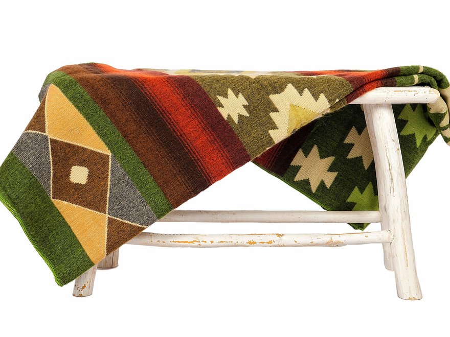 Alpakawolle-Decke – Cherokee Design, 183x152 Cm, Weich & Warm, Mintgrün/Salbei-Grau, Handgefertigt In Peru
