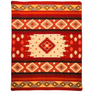 EcuaFina Alpaca Native Blanket - Double-sided prints - Dutch/Native Design - FairTrade & Authentic - Quilotoa- Red