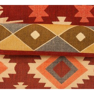 EcuaFina Alpaca Native Blanket - Double-sided prints - Dutch/Native Design - FairTrade & Authentic - Quilotoa- Red