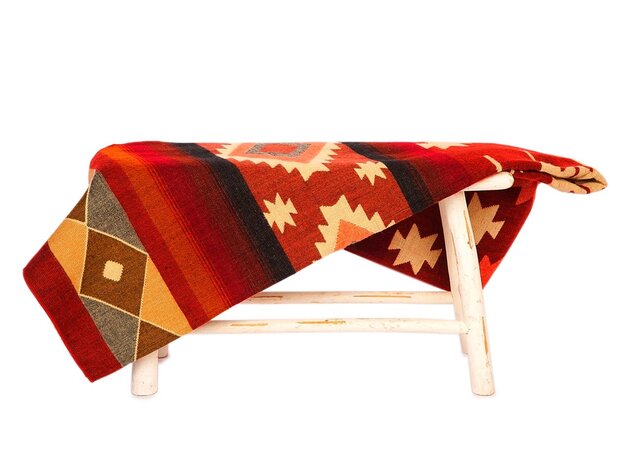 EcuaFina Alpaca Native Blanket - Double-sided prints - Dutch/Native Design - FairTrade & Authentic - Quilotoa- Red