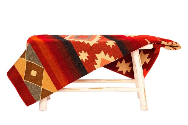 EcuaFina Alpaca Native Blanket - Double-sided prints - Dutch/Native Design - FairTrade & Authentic - Quilotoa- Red