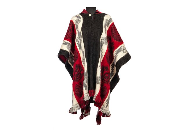 EcuaFina Alpaca Poncho Maya Zwart