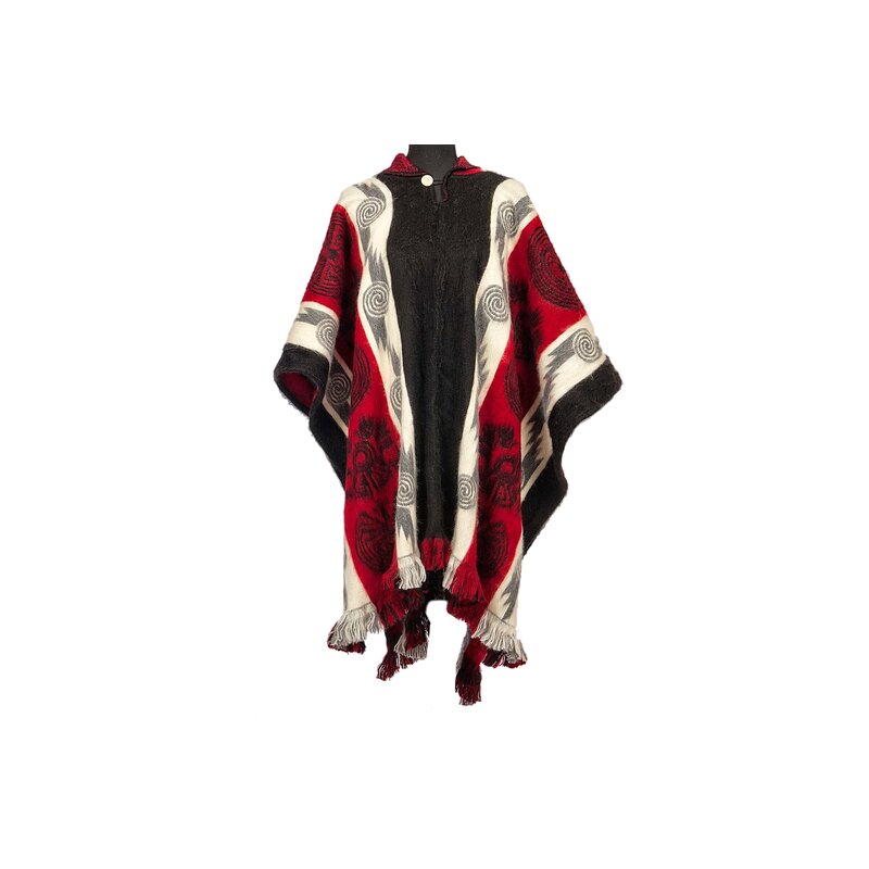 EcuaFina Alpaka Poncho Maya Schwarz