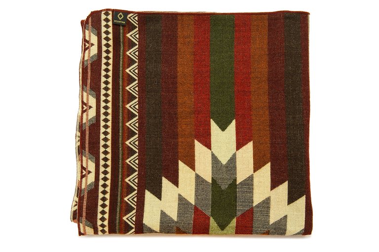 EcuaFina Alpaca native blanket - Double-sided prints - Dutch/Native Design - FairTrade & Authentic - Antisana - Green