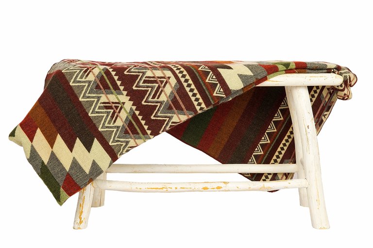 EcuaFina Alpaca native blanket - Double-sided prints - Dutch/Native Design - FairTrade & Authentic - Antisana - Green