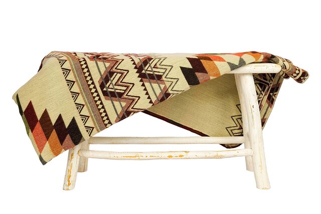 EcuaFina Alpaca native blanket - Double-sided woven - Native Design - FairTrade & Authentic - Antisana - Green