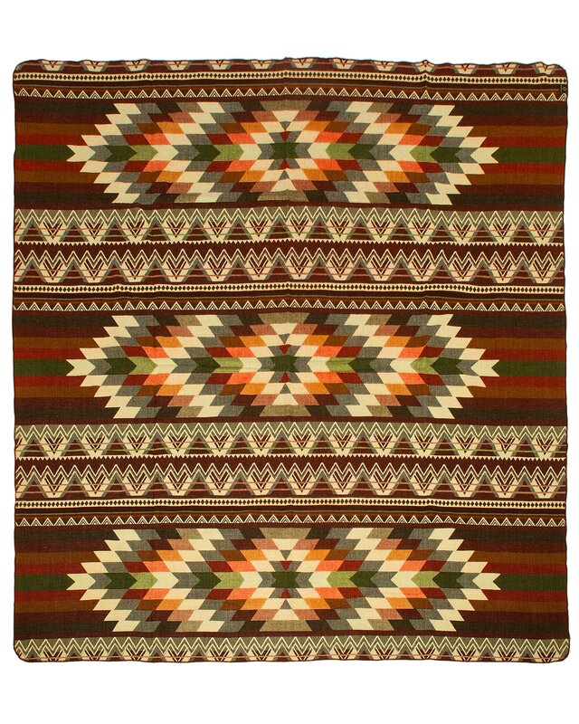 EcuaFina Alpaca Native Decke - Doppelseitige Gewebt– einheimisches Design – FairTrade & authentisch - Antisana -Grün