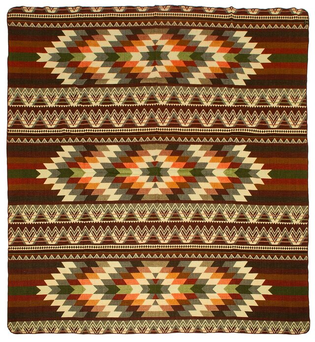 EcuaFina Alpaca native blanket - Double-sided woven - Native Design - FairTrade & Authentic - Antisana - Green