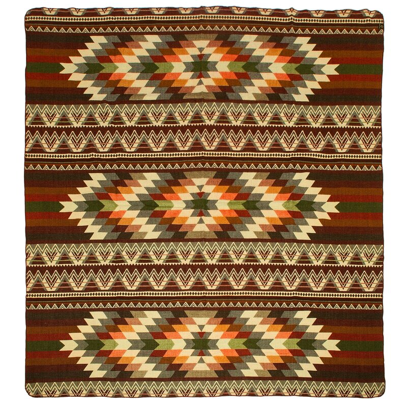EcuaFina Alpaca native blanket - Double-sided woven - Native Design - FairTrade & Authentic - Antisana - Green