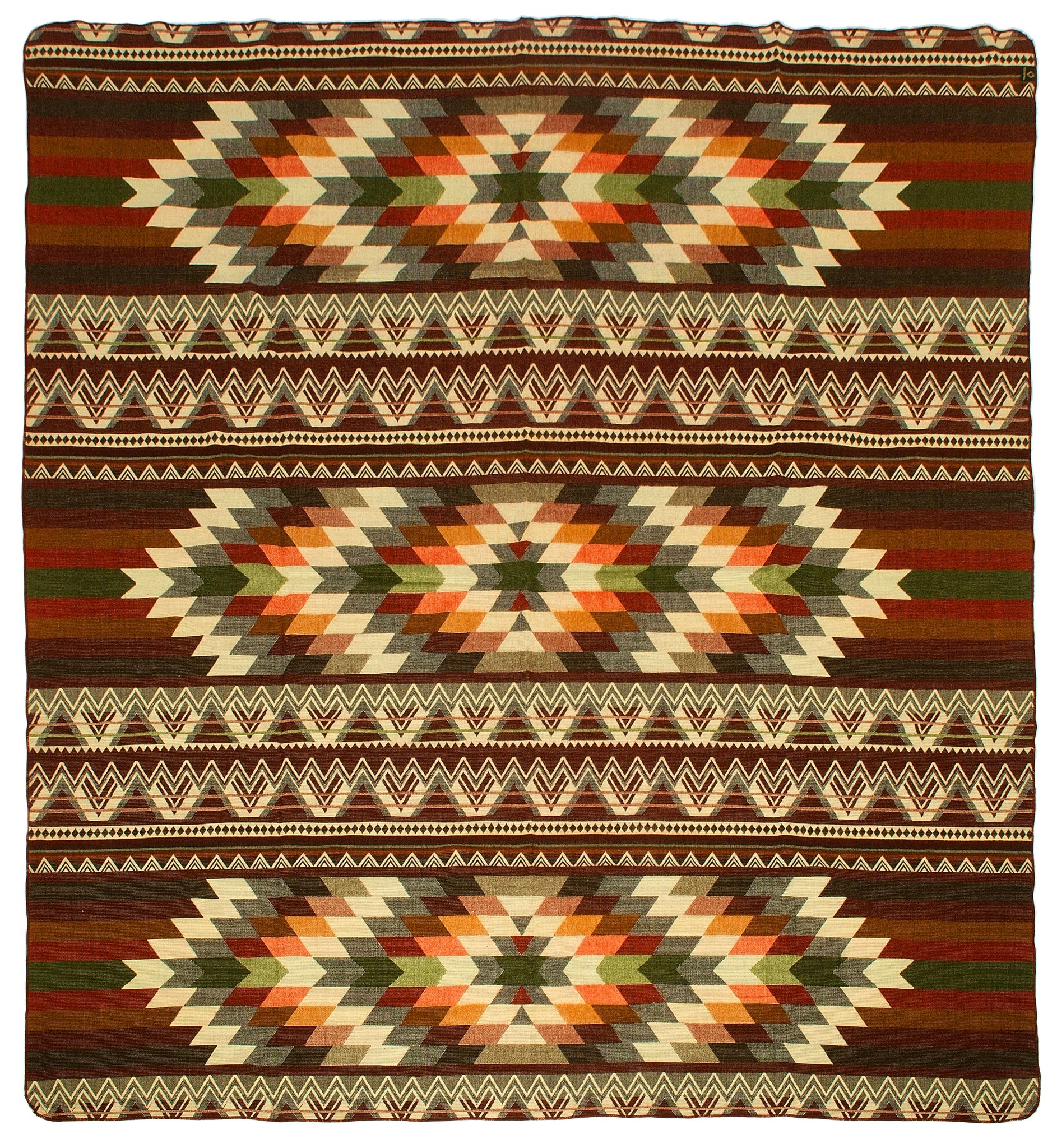 EcuaFina Alpaca Native Deken - Dubbelzijdige prints - Native Design - FairTrade & Authentiek - Antisana - Groen