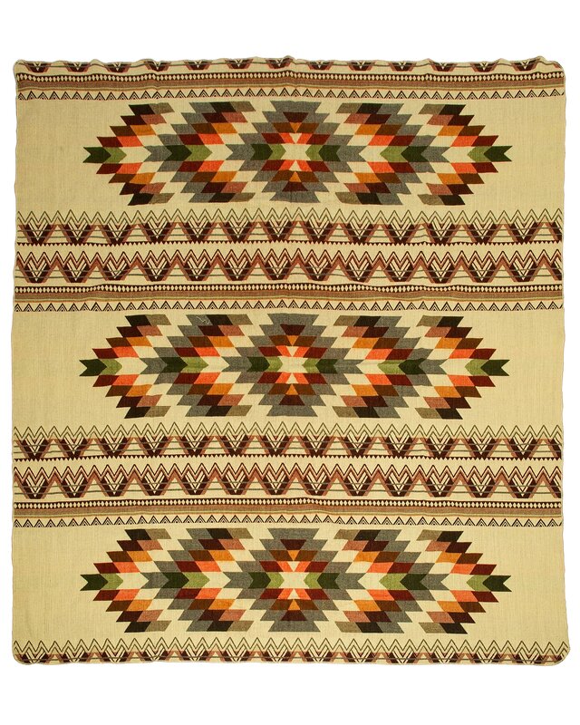 EcuaFina Alpaca Native Decke - Doppelseitige Gewebt– einheimisches Design – FairTrade & authentisch - Antisana -Grün