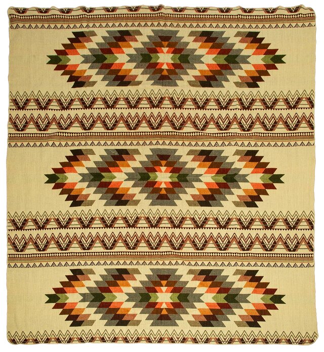 EcuaFina Alpaca Native Deken - Dubbelzijdige prints - Native Design - FairTrade & Authentiek - Antisana - Groen