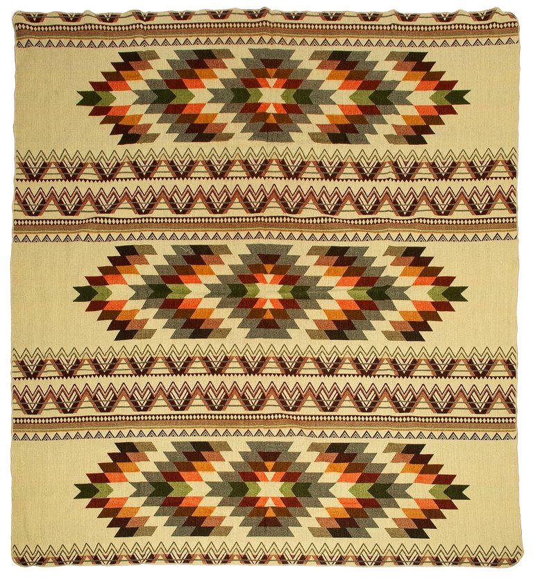 EcuaFina Alpaca native blanket - Double-sided prints - Dutch/Native Design - FairTrade & Authentic - Antisana - Green