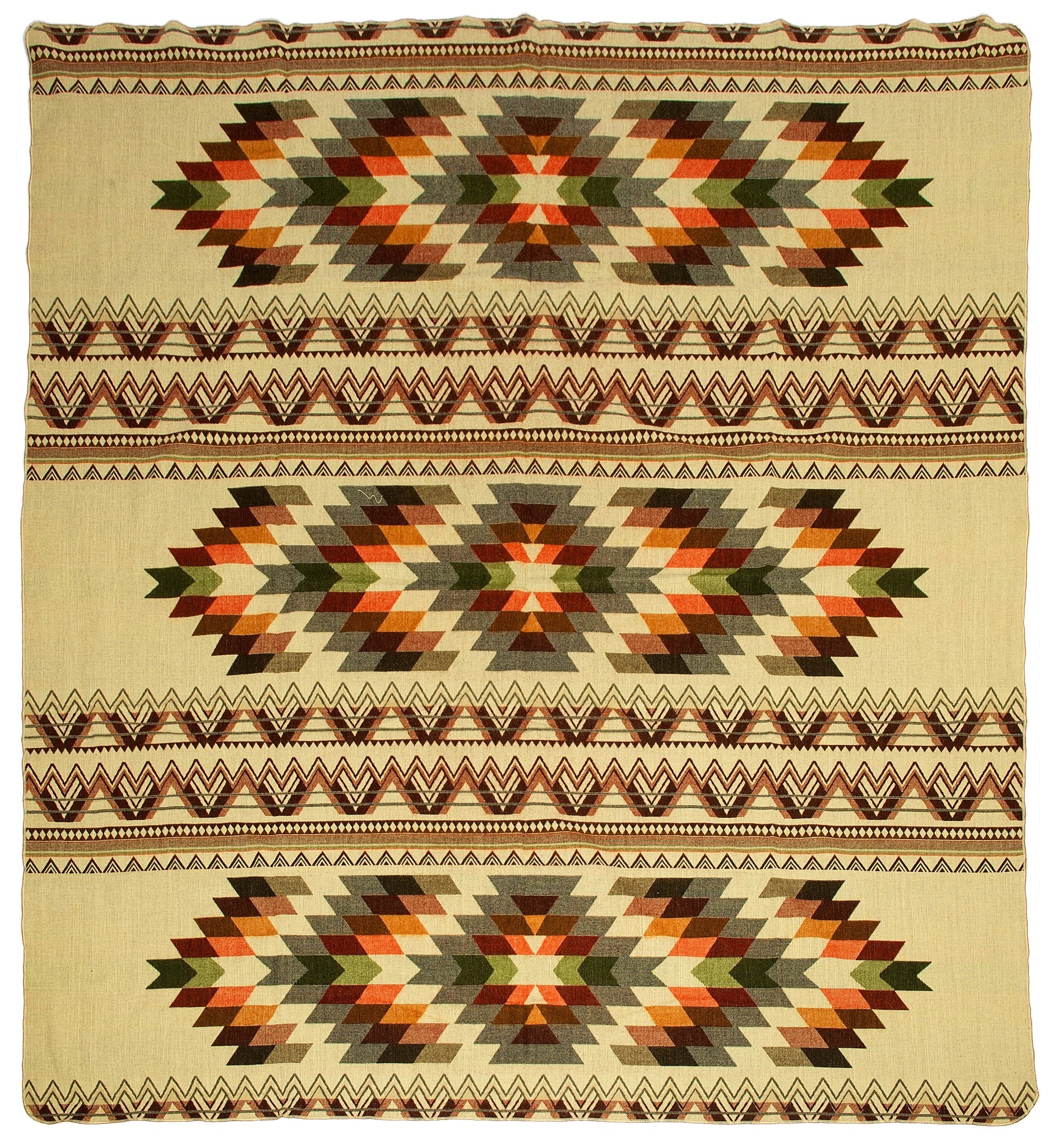 EcuaFina Alpaca Native Deken - Dubbelzijdige prints - Native Design - FairTrade & Authentiek - Antisana - Groen